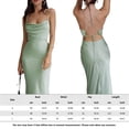 thumbnail image 2 of Vestido Con Tirantes Cruzados Vestidos largos de cóctel para mujer Ropa de club sin mangas de corte bajo (Verde L) Kuymtek para Mujer Verde T L, 2 of 6