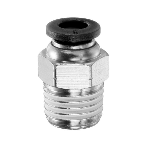 Uxcell Push to Connect Fitting 6mm Tube OD x 1/4" NPT Thread Male Straight Quick Connector Copper Air Line Hose Fittings for Industry Air System PC6-N02, Black