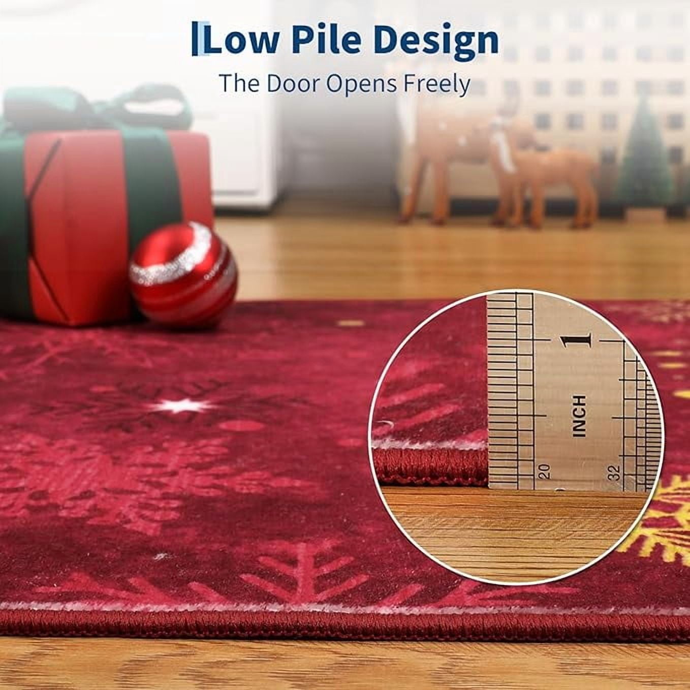 Christmas Red Gold and White Snowflake Winter Area Rug Rugs for Living Room Bedroom 5' x7'-Red