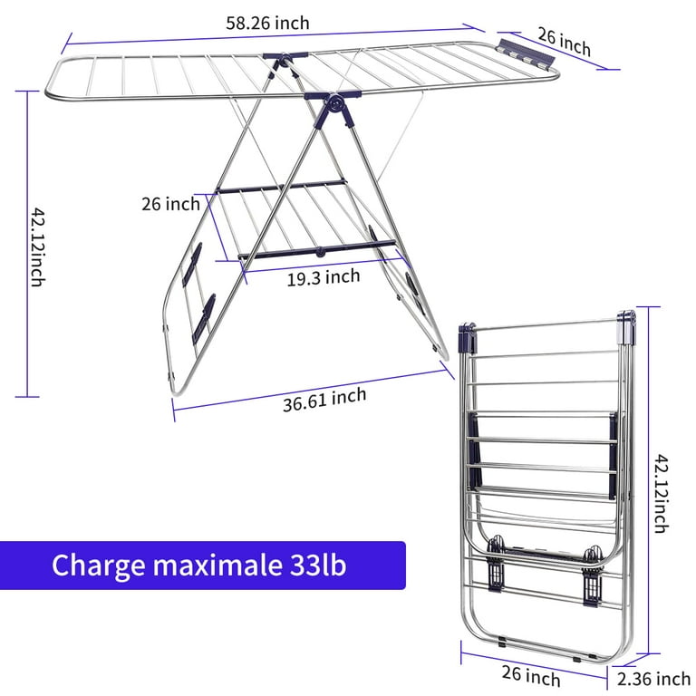 KiMy Homes Premium Aluminium Foldable Clothes Drying Stand with 16 Fol