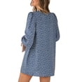 thumbnail image 4 of Cardigan à Manches Lanternes pour Femmes, Imprimé Léopard Classique à la Mode, Automne Hiver, Chemises Imprimées à Manches Longues, Bleu m, 4 of 6