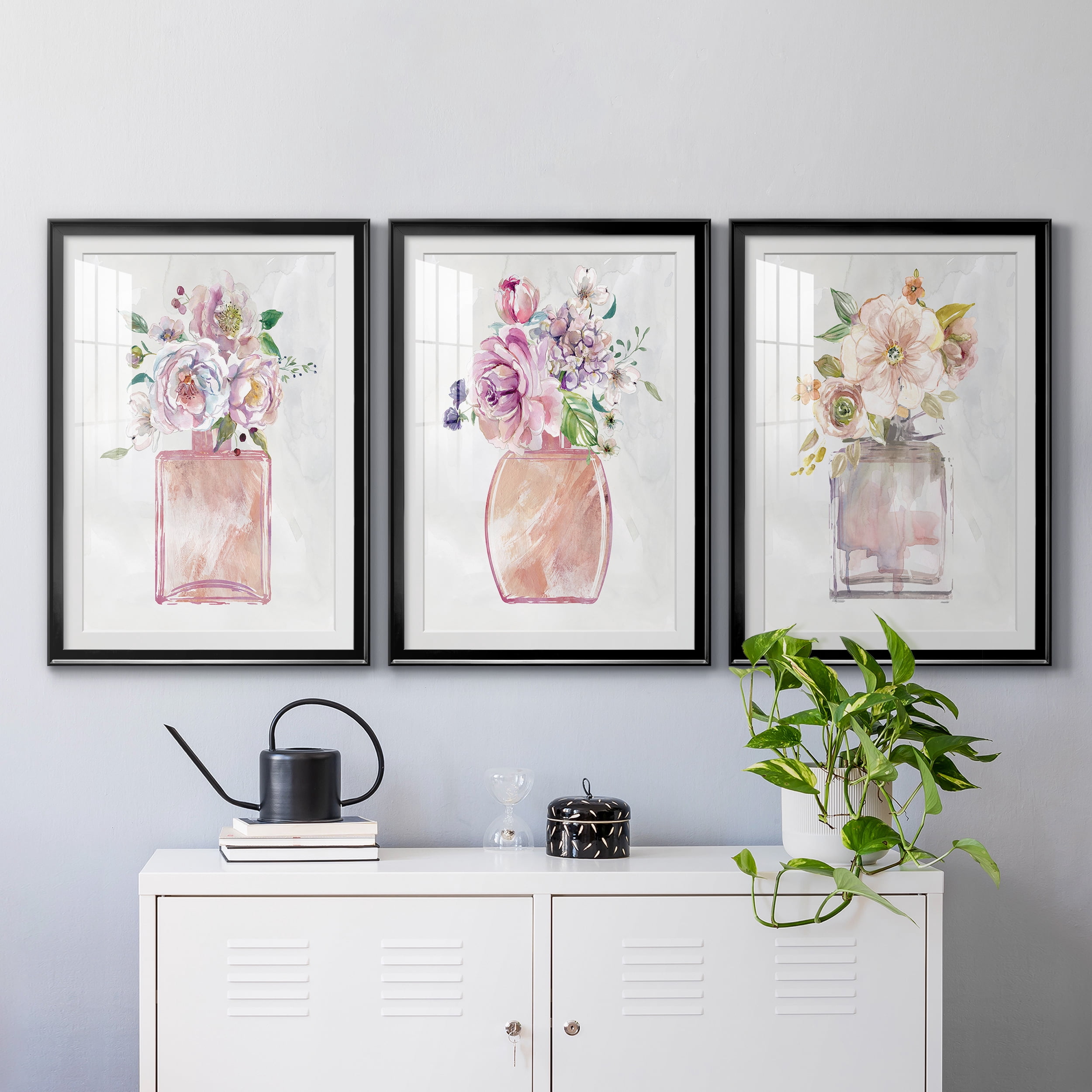 Fragrance of Summer I Premium Framed Prints Set of 3 - Ready to Hang - 26.5 x 36.5 Each - Black Frame
