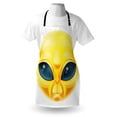 thumbnail image 3 of Emoji Apron Alien Smiley Face with Big Eyes Creature from Outer Space Nebula Galaxy Image, Unisex Kitchen Bib Apron with Adjustable Neck for Cooking Baking Gardening, Yellow and Blue, by Ambesonne, 3 of 3