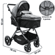 thumbnail image 4 of Carriola para Bebé  Asiento Reversible Convertible a Bambineto Plegable Ruedas de Goma Cinturón Apta a partir de 0 Meses - Gris, 4 of 6