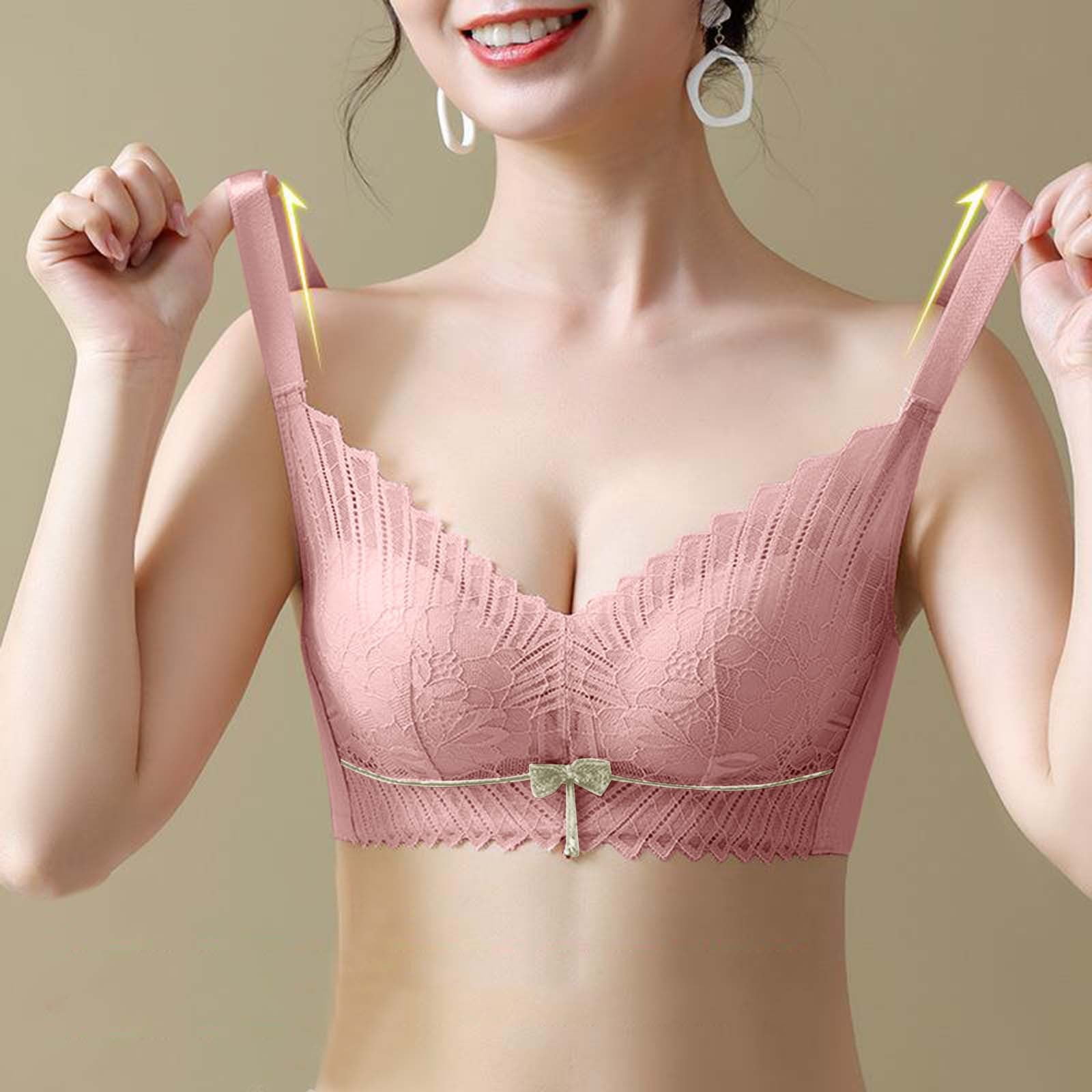 Latex Underwear Women Lace Big Breast Show Small Bra Wirrless Bralette Push  Up Bras Adjustment Brassiere Female Thin Lingerie