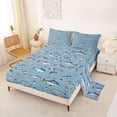 thumbnail image 2 of Feelyou Tropical Fish Bed Sheets for Kids, Watercolor Starfish Animal King Sheets, Blue, 4-Piece, 2 of 5