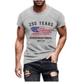 thumbnail image 2 of Mens Tshirts Short Sleeve 250th Anniversary USA Shirt Independence Day Graphic Tee Casual Celebration Crewneck T Shirts for Man Light Gray M, 2 of 5