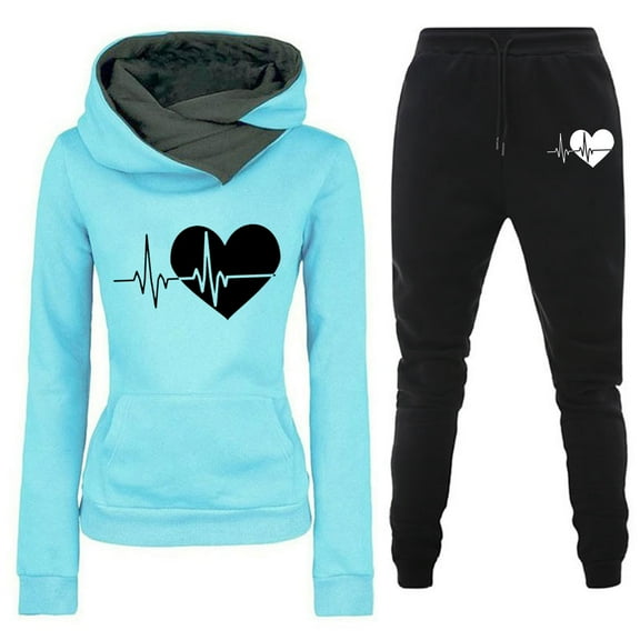 Women Cowl Neck Color Block Sweatshirt Sets Women 2 Piece Outfits Tracksuits Long Sleeve Long Pants Casual Sweatshirt Womens Pantsuits for Wedding Guest Pants And Coat for Women Petite Pant Suits for