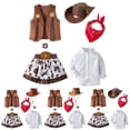 thumbnail image 2 of ANINEO Girls 5 Piece Cowboy Outfit Sets Vest Tops With Denim Skirt And Scarf Party Clothing for Child, 2 of 7