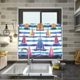 thumbnail image 4 of Yayeee Kitchen Curtains Tier Pair Light Filtering 27"x36" Rod Pocket Short Cafe Window Panel, Blue Hand Drawn Sailboats, 4 of 7