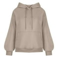 thumbnail image 2 of Womens Oversized Hoodies Pocket Fleece Sweatshirts Plain Pullover Hooded Sweaters Long Sleeve Fall Winter Clothes (L, Khaki), 2 of 6