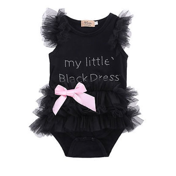 Liacowi Newborn Infant Girls Sleeveless Romper, Black Letter Printed One Piece Bodysuit