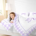 thumbnail image 3 of Erosebridal Light Purple Gingham Bow Full Size Comforter Sets, Purple Bow Bedding Sets for Women Girls, Reversible, 3-Piece, 3 of 6