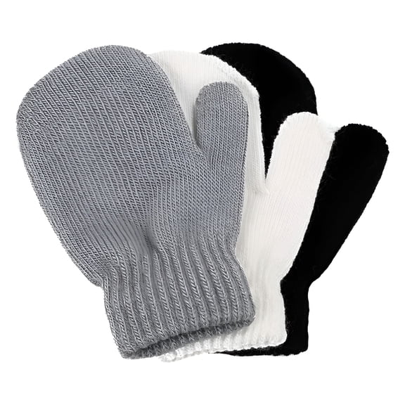 TELOLY 3 Pairs Toddler Magic Stretch Mittens Little Girls Soft Knit Mitten Baby Boys Winter Knitted Gloves Baby Mittens 6-12 Months