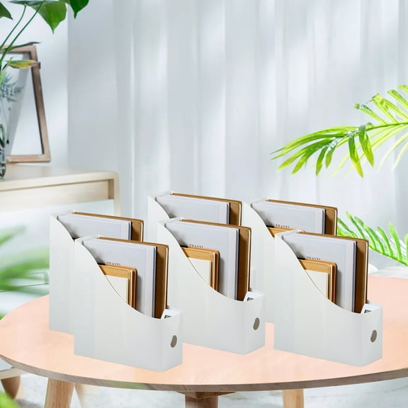 6Pcs Magazine File Holder Durable Vertical File Holder Large Capacity Cardboard Magazine Holder Plastic Magazine Rack Multifunctional Magazine Storage Box for Home Office School Desktop
