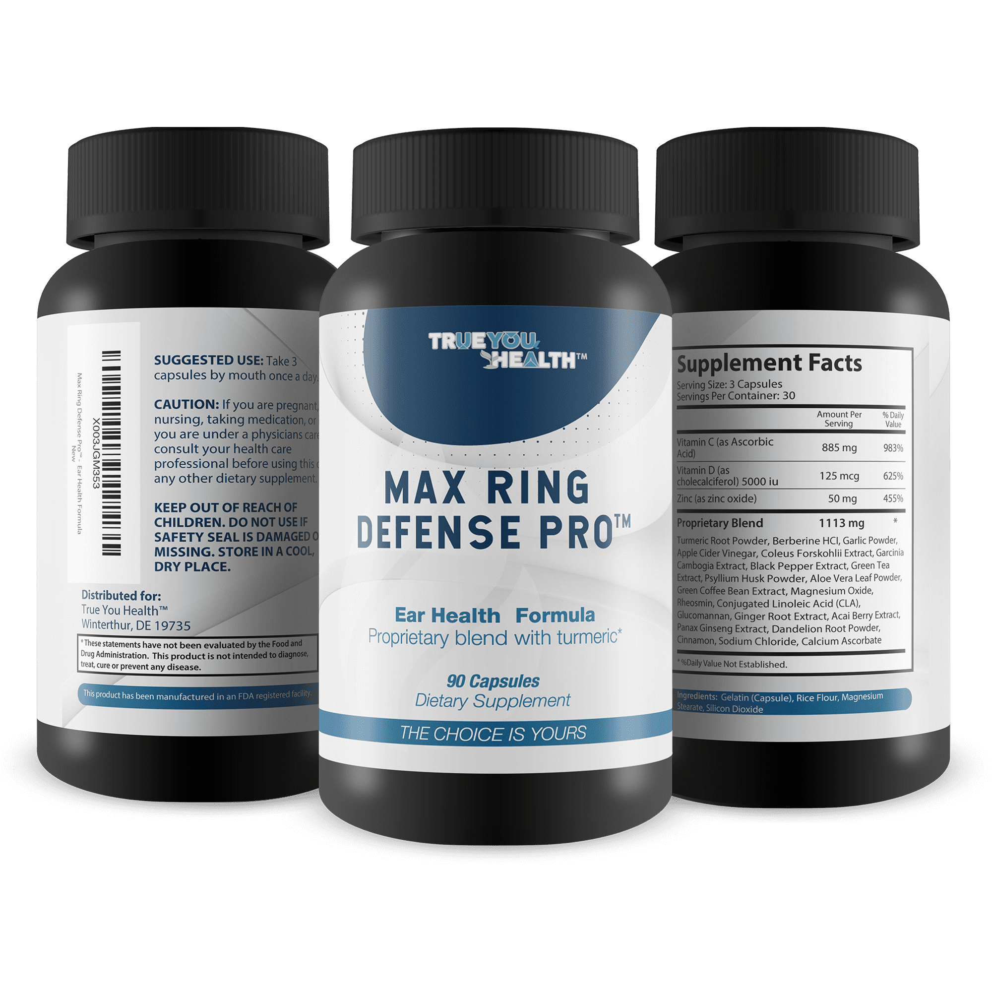 Tinnitus Max Ring Defense Pro - Ear Health Formula - Reduced Ear Ringing & Hearing Loss Support - Contains Turmeric & Garlic to Support Healthy Swelling Response, Improve Circulation to the Inner Ear