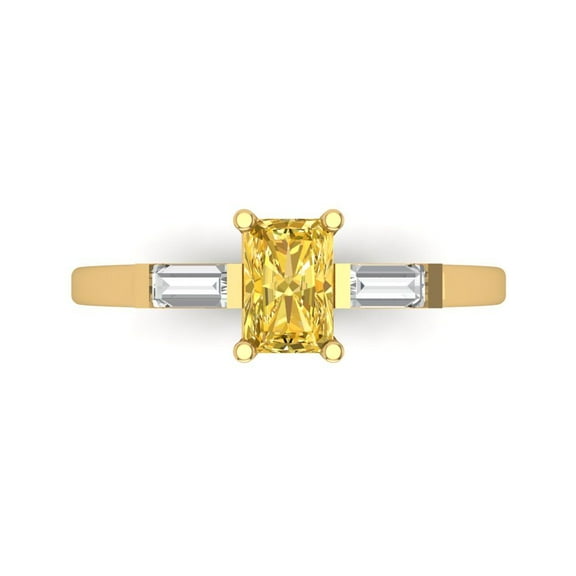 Three-Stone Engagement Ring for Women - 0.8ct Natural Citrine in 14K Yellow Gold Promise Ring