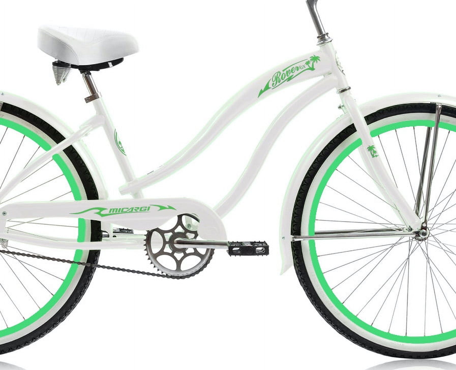 Wonder Wheels 26 In. Beach Cruiser Coaster Brake Single Speed Bicycle, Bike, Stainless Steel Spokes One Piece Crank Alloy Rims 36 H With Fenders - White