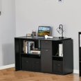 thumbnail image 2 of YYAO Convertible L-Shaped Computer Desk, Home Desk with Storage Shelf and Drawer Cabinet, Black, 2 of 6