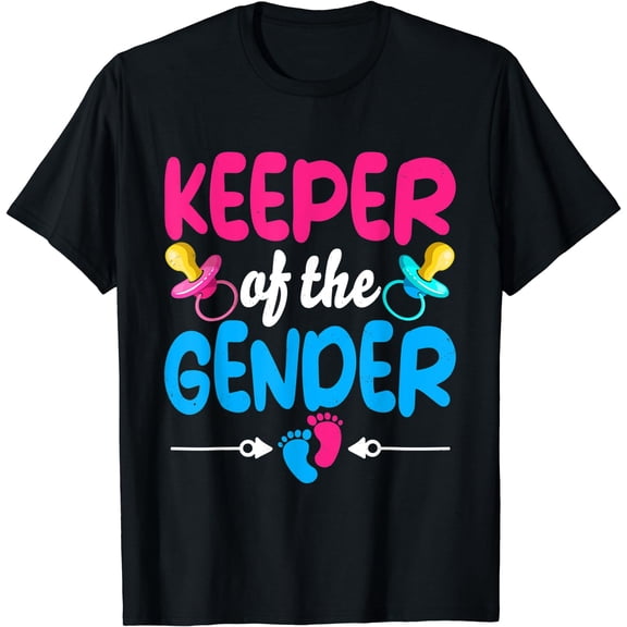 Keeper of the Gender Baby Announcement Gender Reveal Party T-Shirt Black Small