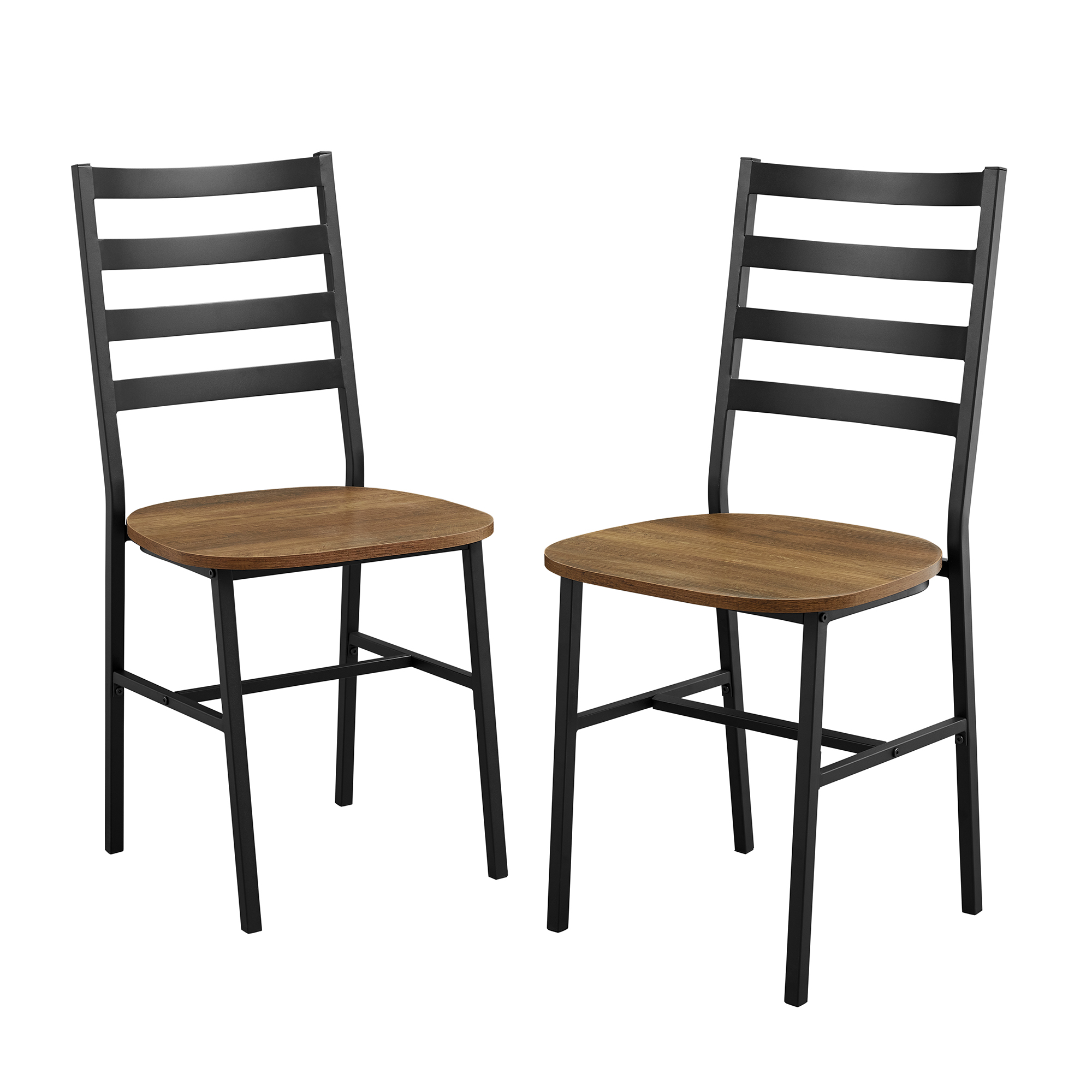 Manor Park Rustic Industrial Slat Back Metal and Wood Dining Chair, 2-Pack - Reclaimed Barnwood