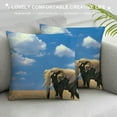 Autua Elephant Grass Sky Graphic Decorative Cushion Throw Pillow Cover