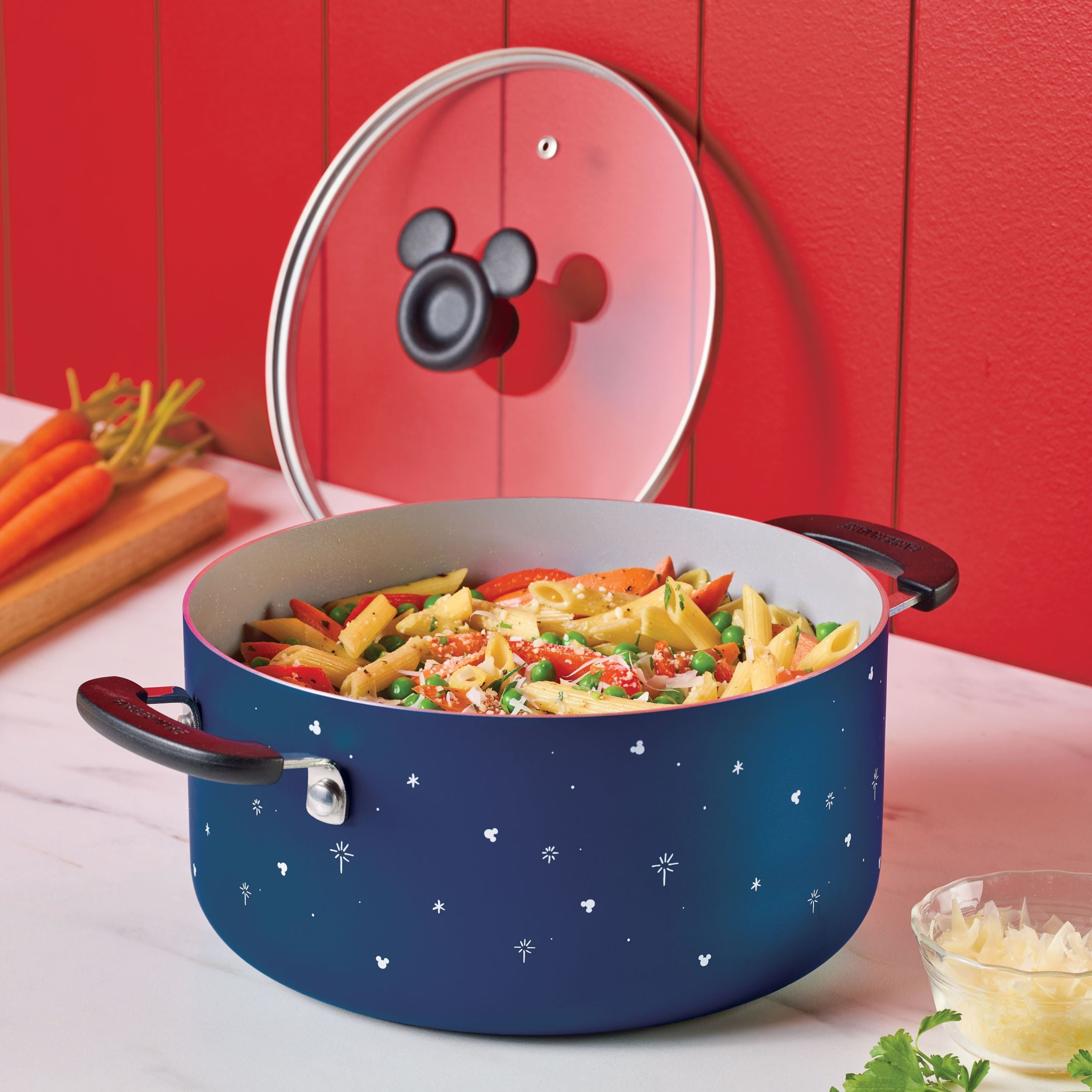 Farberware Disney Bon Voyage 5.5 Quart Ceramic Nonstick Stockpot with Lid, Dishwasher Safe, Blue