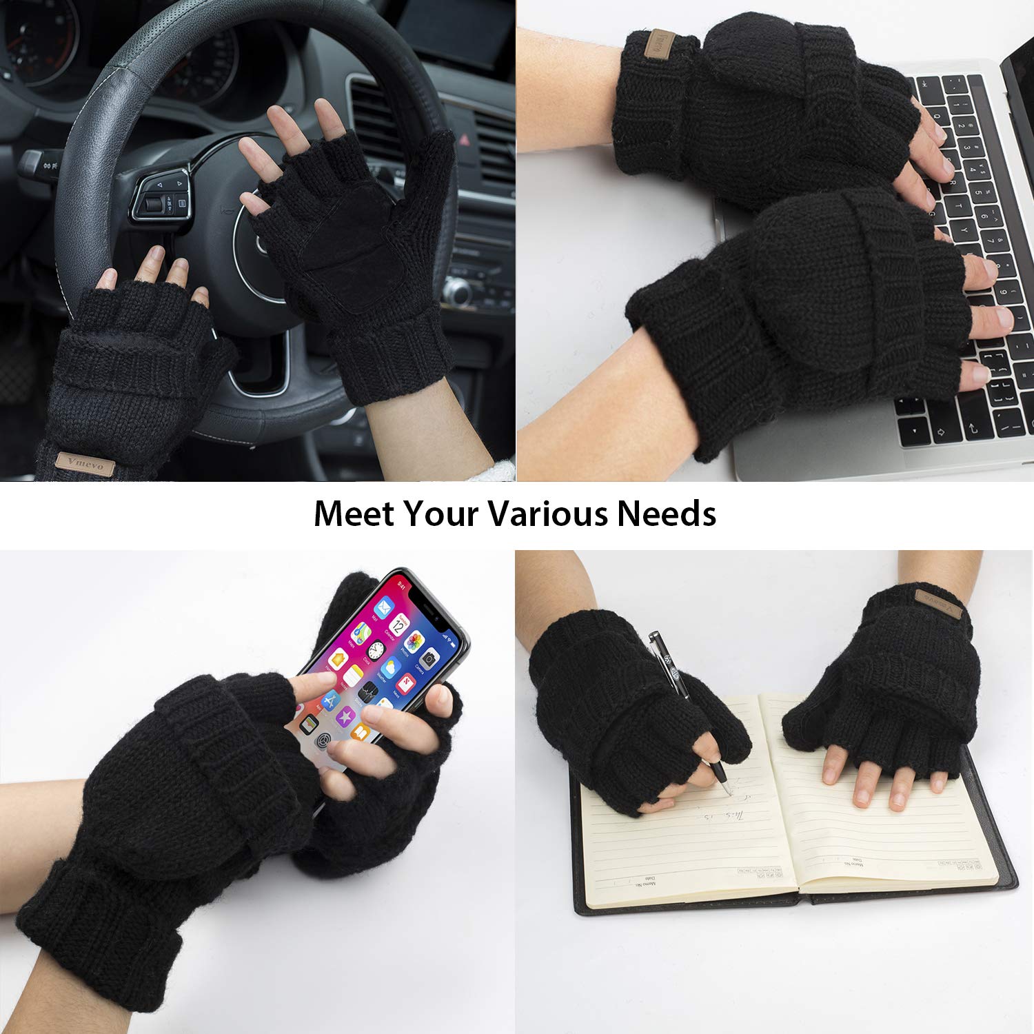 Cooplus Winter Wool Convertible Fingerless Gloves photo 2
