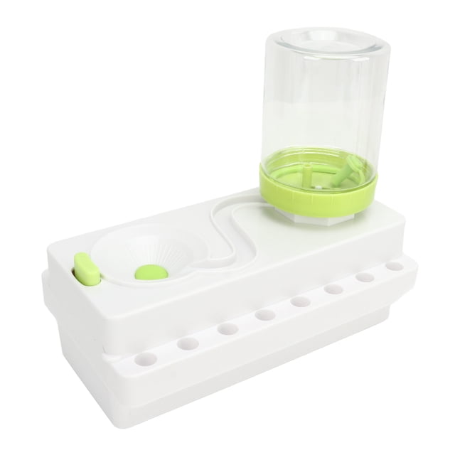 Limpiador de pinceles de plástico con tubo de drenaje para aulas, exteriores, familia, blanco y verde
