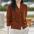 thumbnail image 2 of Womens Soft Sweaters Button Up Long Sleeve Knitted Cardigans Solid Color Casual Comfy Loose Sweater Coat (Free Size, Coffee), 2 of 5