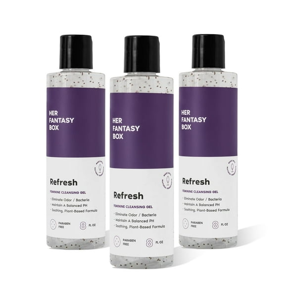 Her Fantasy Box | Refresh pH Balancing Shower Gel - Natural Feminine Hygiene Solution for Gentle Cleansing, & Odor Control, Skin Nourishment - pH-Balanced Formula for All Skin Types (16 oz) - 3 Pack