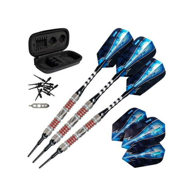 Fléchettes à Pointe Souple en Tungstène Viper Astro 18g avec Étui de Voyage, Anneaux Rouges