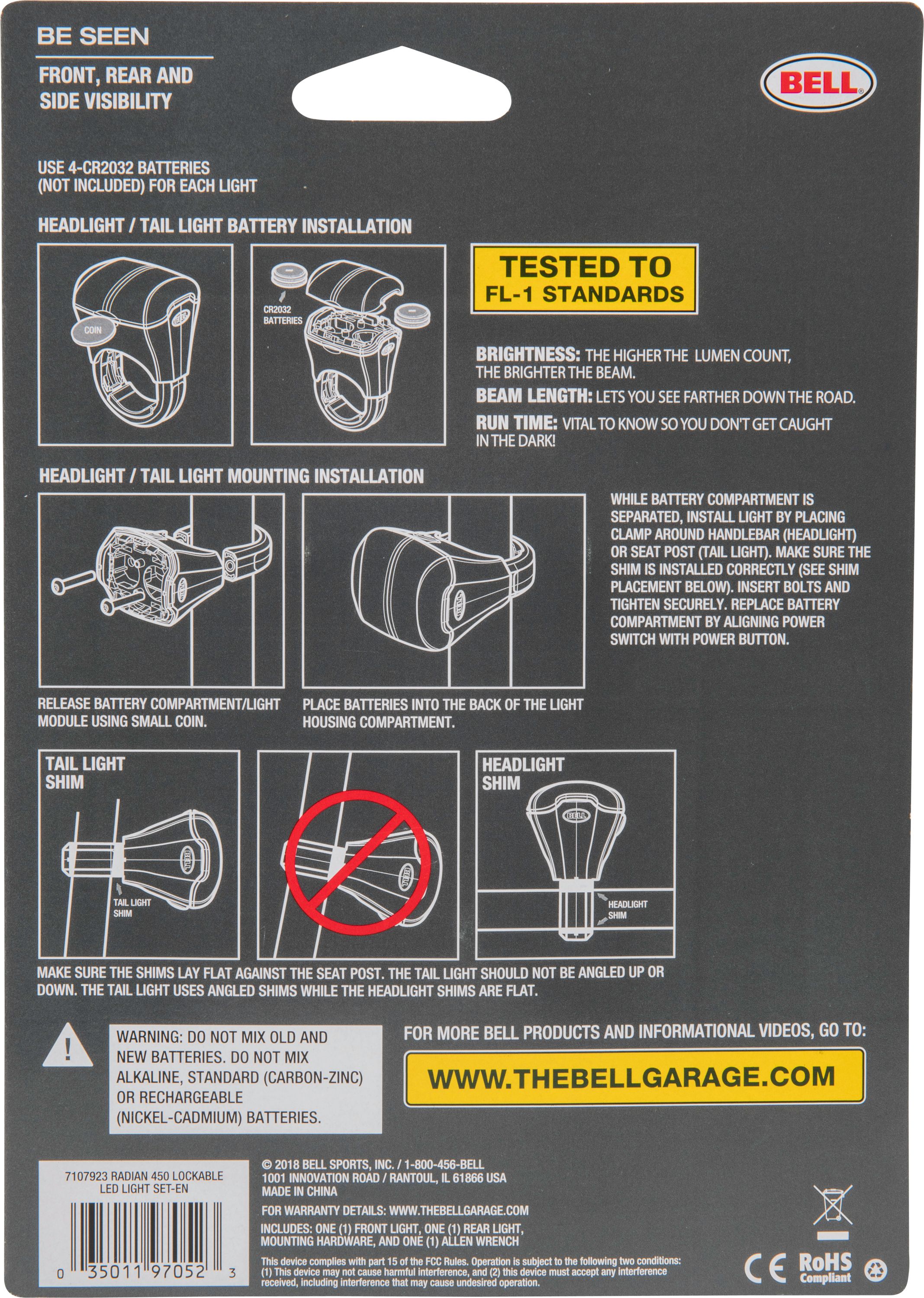 bell radian 450 locking light set instructions