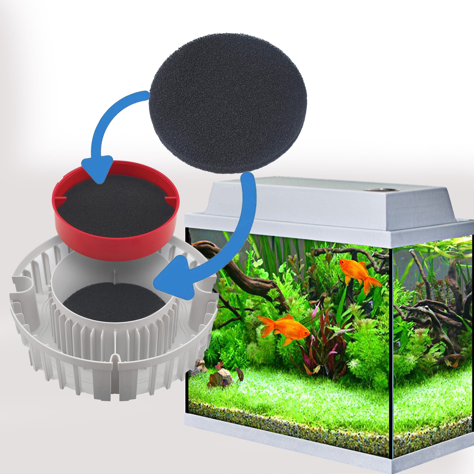 ATITOWEL Aquarium Replacement Carbon Foam Filter Pads for Fluval FX4 / FX5 / FX6 Filtration Systems Sponge (Pack of 8)