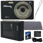 Ulitmaxx Point & Shoot 44MP Digital Compact Camera (Black) with 16X Digital Zoom - for Kids, Teens & Beginners