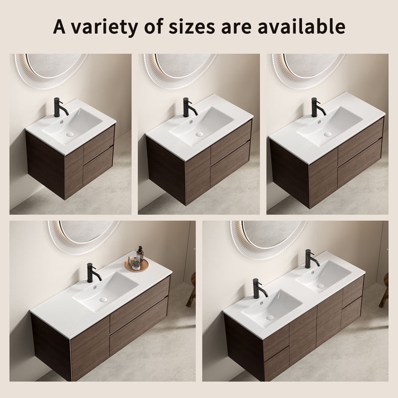 TICOZE Large 48 Inch Double Bowl Ceramic Bathroom Sink, Thin Edge Dual Vanity Sink, White Porcelain Ceramic Sink for Countertop Installation