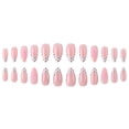 thumbnail image 2 of 24PCS Polka Dot French Tip Press on Nails Medium Almond Handmade Nails Press on 3D Unique Reusable ABS Acrylic Fake Nails French Tip False Nails with Polka Dots Flower Designs Glossy Glue on Nail, 2 of 7