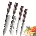 thumbnail image 3 of 4-Piece Kitchen Knife Set Includes 3.5" Paring Knife, 5" & 7" Santoku Knives, 8" Chef Knife, High Carbon Sharp Blades for Home Cooking, 3 of 8