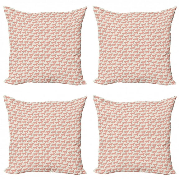 Ambesonne Animal Throw Pillow Cover 4 Pack, Horse Pattern, 24", Coral and Cream