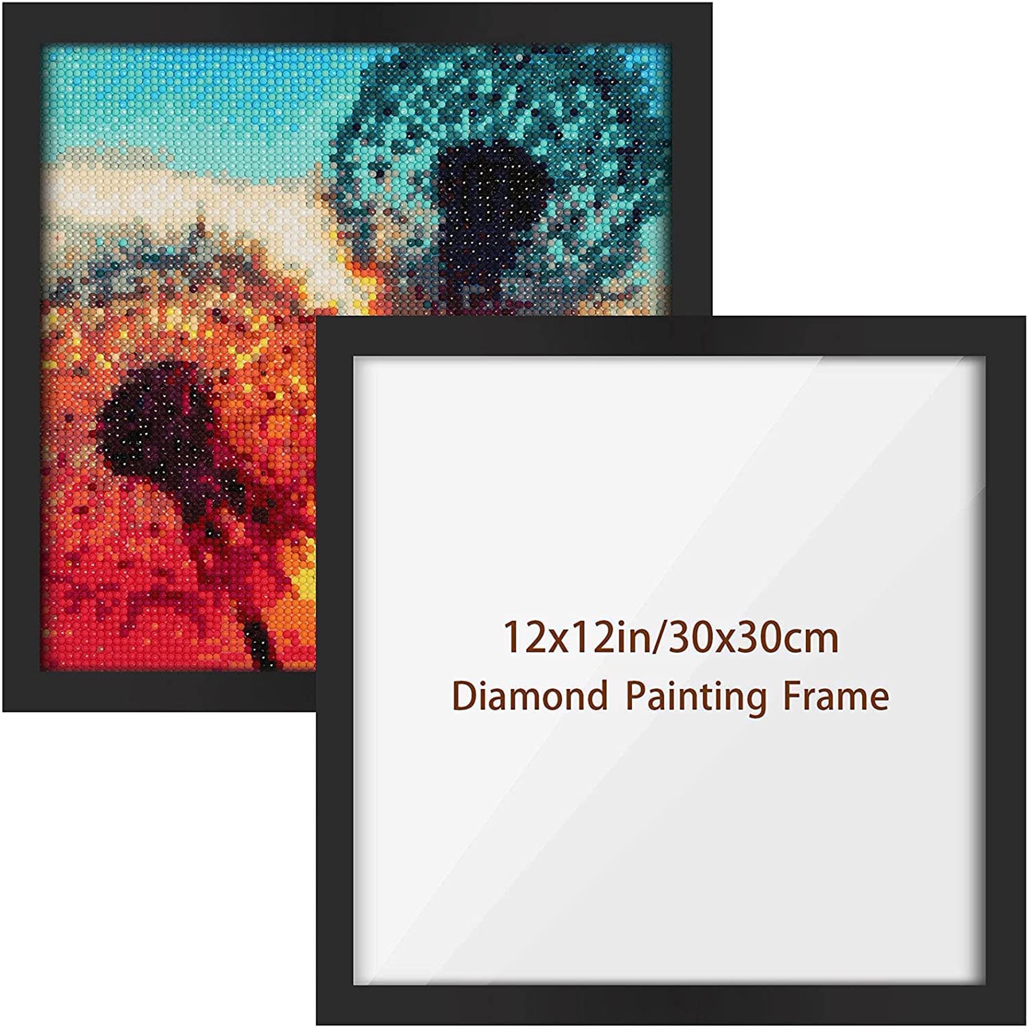DAKFOOK Lot de 10 cadres de peinture diamant pour toile, 30 x 40 cm, cadre magnétique cadres d'art en diamant autocollant pour peinture au diamant, décoration murale, noir