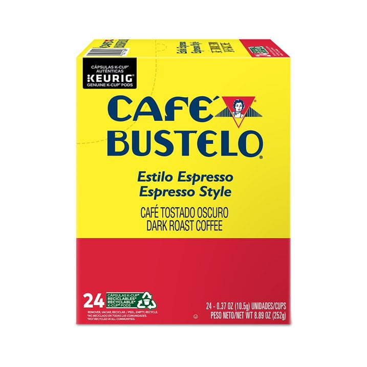 Cafe Bustelo Espresso Style K-Cup Coffee Pods, Dark Roast, 24 Count for Keurig Brewers
