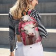 thumbnail image 6 of Rateoe Flower White Cow Pattern Canvas College Laptop Backpack,Travel Daypack,Durable Rucksack Travel Notebook Bag School Backpack Book Bag for Men Women-Small, 6 of 7