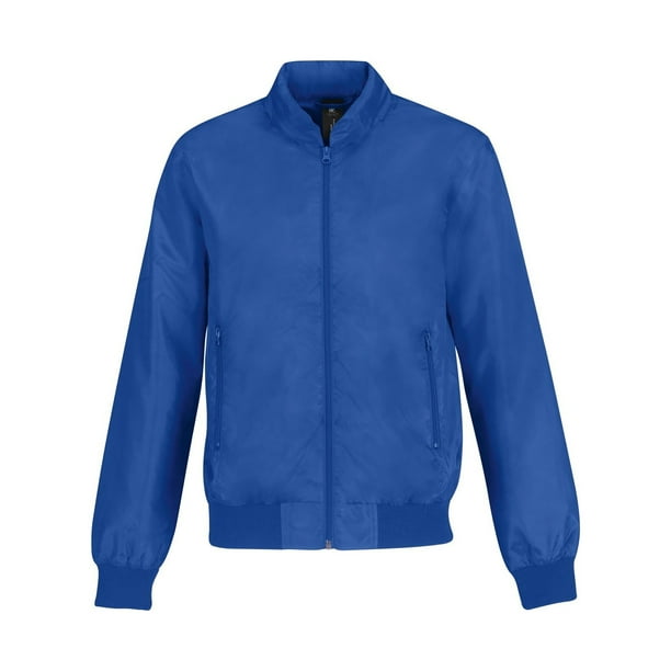 B&C - Chaqueta bomber ligera con capucha modelo Trooper para hombre (Azul Real/Naranja Neón)