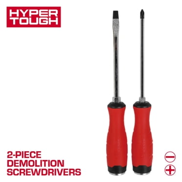 Hyper Tough 2-Piece Demolition Screwdrivers with Wrench Ready Hex Bolsters