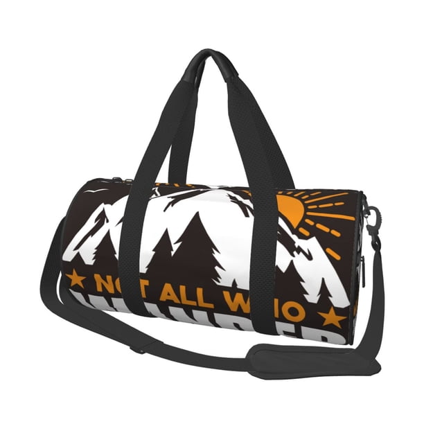 Fotbe Not All Who Wander Are Lost4 Bolsa Deportiva de Lona Plegable con Estampado, Bolsa de Gimnasio con Bolsillo Seco/Húmedo, Bolsa de Viaje Ultraligera de Gran Capacidad