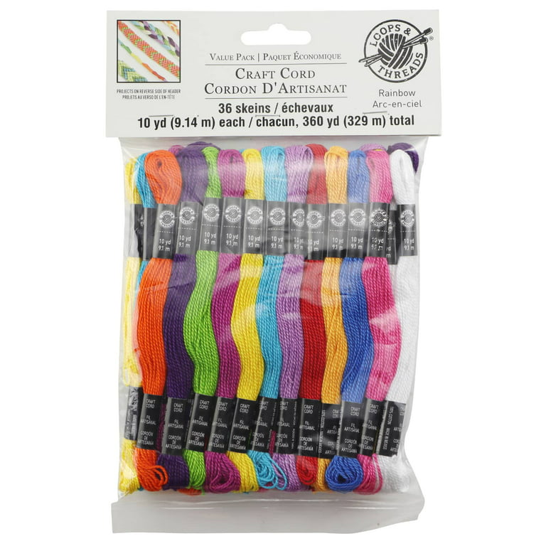 Bright Rainbow Colors Craft Cord by Loops & Threads, 36 Count