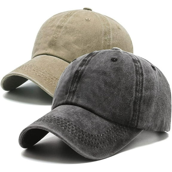 Minzimin 2 Packs Vintage Washed Distressed Baseball Cap Golf Dad Hat for Men Women