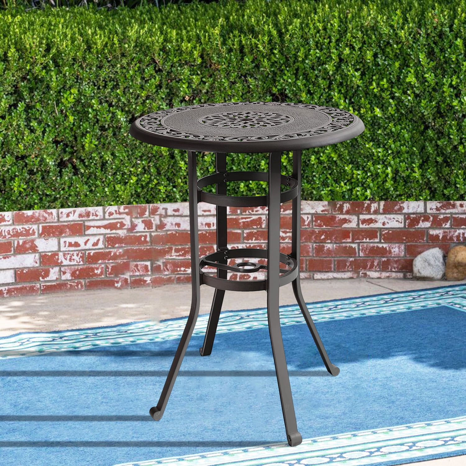 MF Studio 32" Patio Bar Table Cast Aluminum Pub Height Bistro Round