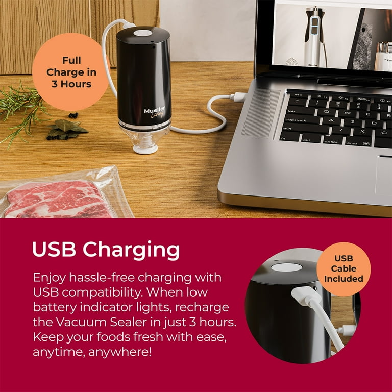 TOWODE Cordless Handheld Vacuum Sealer For Food - Compact Machine With 20 Bags, 1200mAh Battery