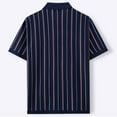 thumbnail image 4 of Hpapadks Mens Casual Shirts Short Sleeve Striped Button Down Lapel Blouses Stylish Lightweight Mens Dress Shirts Navy M, 4 of 5